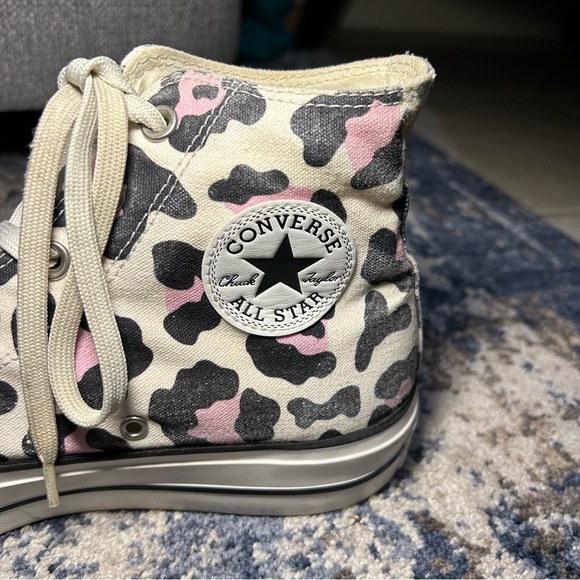 Converse Custom Chuck Taylor All Star Lift Platform By You Pink Cow Sneakers - Picture 4 of 11